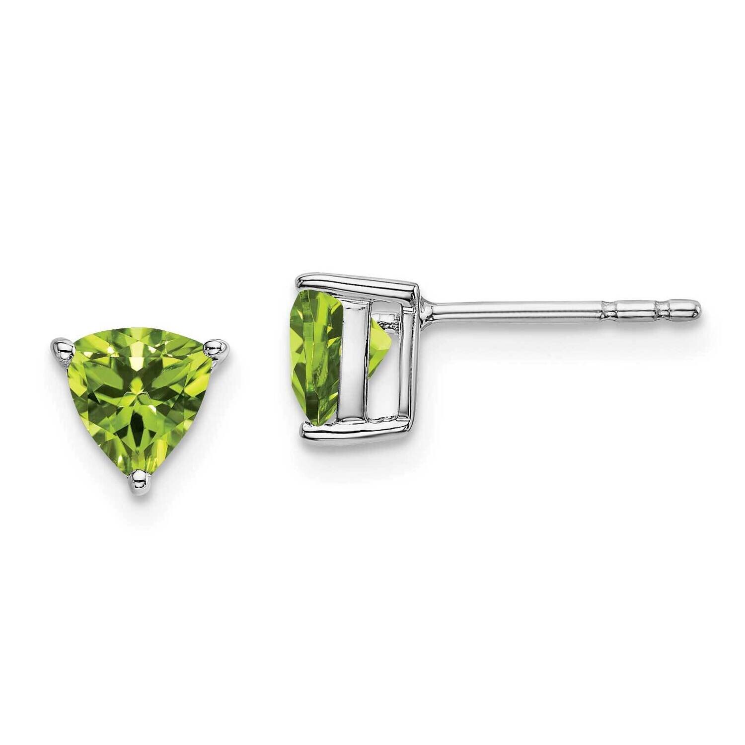 Trillion Peridot Earrings 14k White Gold EM7100-PE-W, MPN: EM7100-PE-W, 191101841224