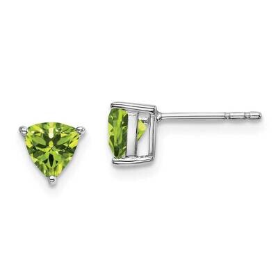 Trillion Peridot Earrings 14k White Gold EM7100-PE-W, MPN: EM7100-PE-W, 191101841224
