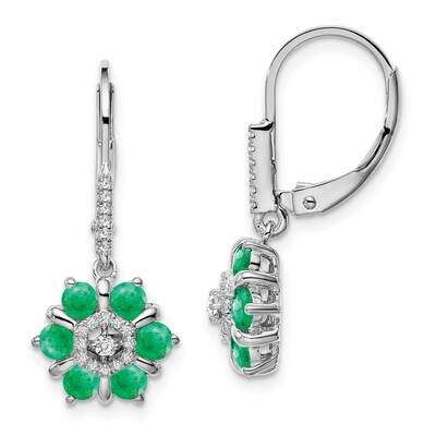 Emerald Diamond Leverback Earrings 14k White Gold EM7192-EM-014-WA, MPN: EM7192-EM-014-WA, 19110184…