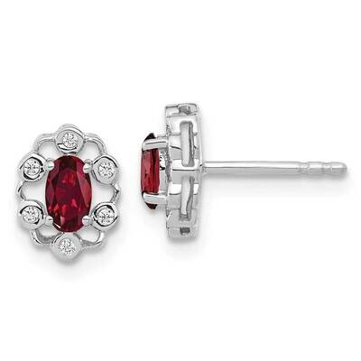 Diamond Created Ruby Post Earrings 14k White Gold EM9657-CRU-006-WAA, MPN: EM9657-CRU-006-WAA, 8839…