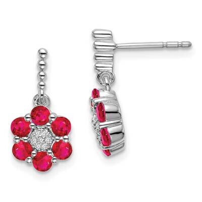 Ruby Diamond Earrings 14k White Gold EM7191-RU-005-WA, MPN: EM7191-RU-005-WA, 191101842054