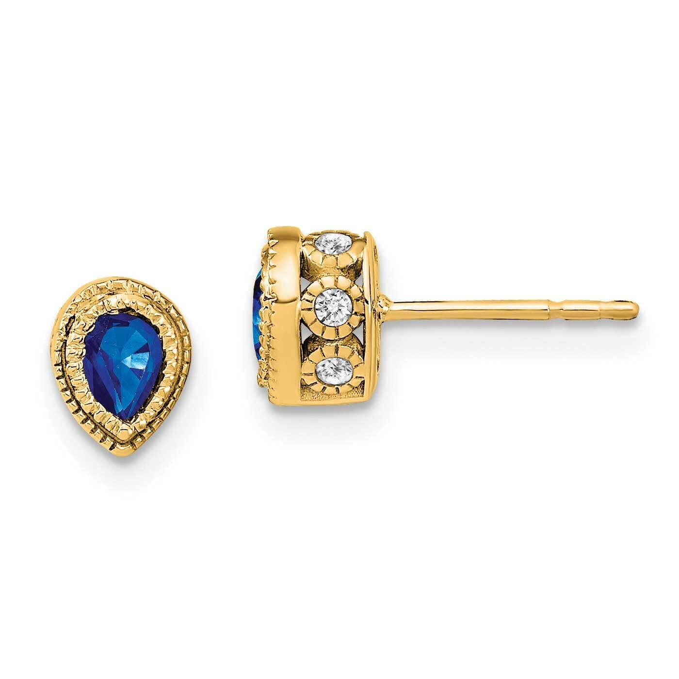 Sapphire Diamond Earrings 14k Gold EM7094-SA-015-YA, MPN: EM7094-SA-015-YA, 191101840760