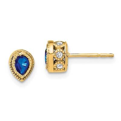 Sapphire Diamond Earrings 14k Gold EM7094-SA-015-YA, MPN: EM7094-SA-015-YA, 191101840760
