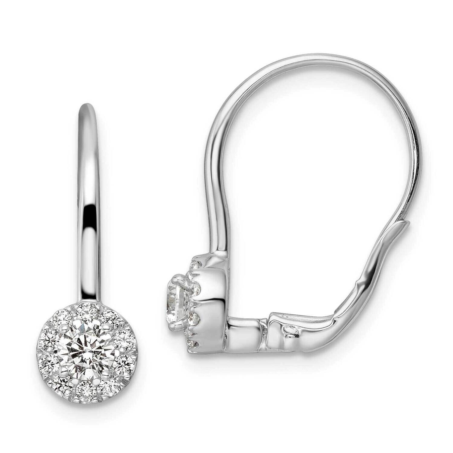 True Origin 3/4 Carat Diamond Vs/Si D E F Halo Leverback Earrings 14k White Gold EM8186-075-WAA, MP…