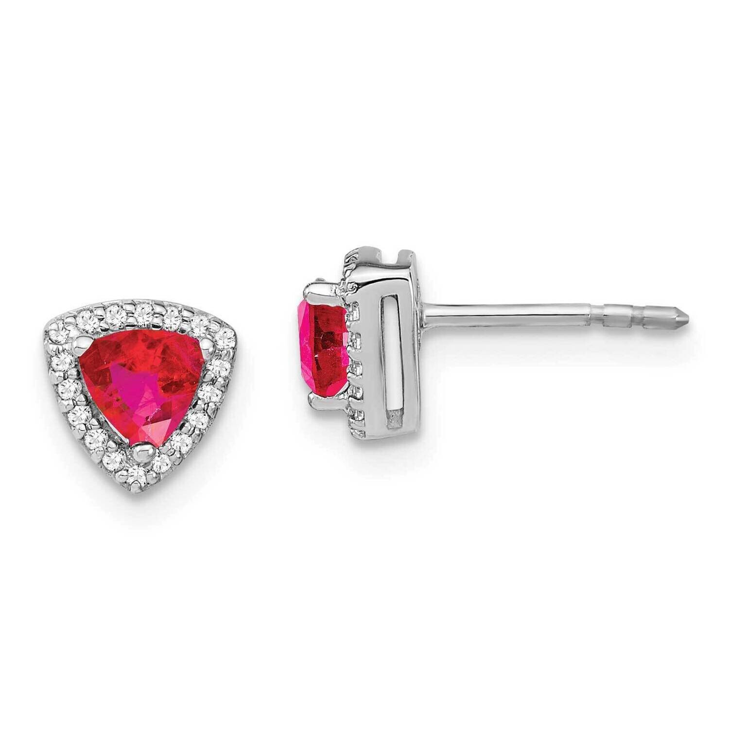 Trillion Ruby Diamond Halo Earrings 14k White Gold EM4240-RU-014-WA, MPN: EM4240-RU-014-WA, 1911018…
