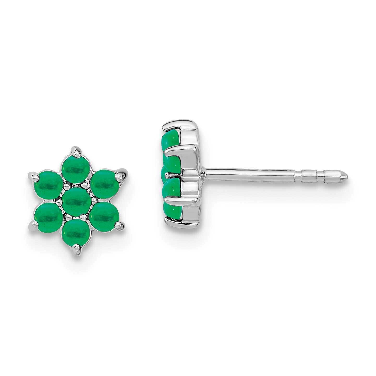 Emerald Floral Post Earrings 14k White Gold EM7199-EM-W, MPN: EM7199-EM-W, 191101842313