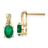 Created Emerald Diamond Earrings 14k Gold EM4235-CEM-006-YA, MPN: EM4235-CEM-006-YA,