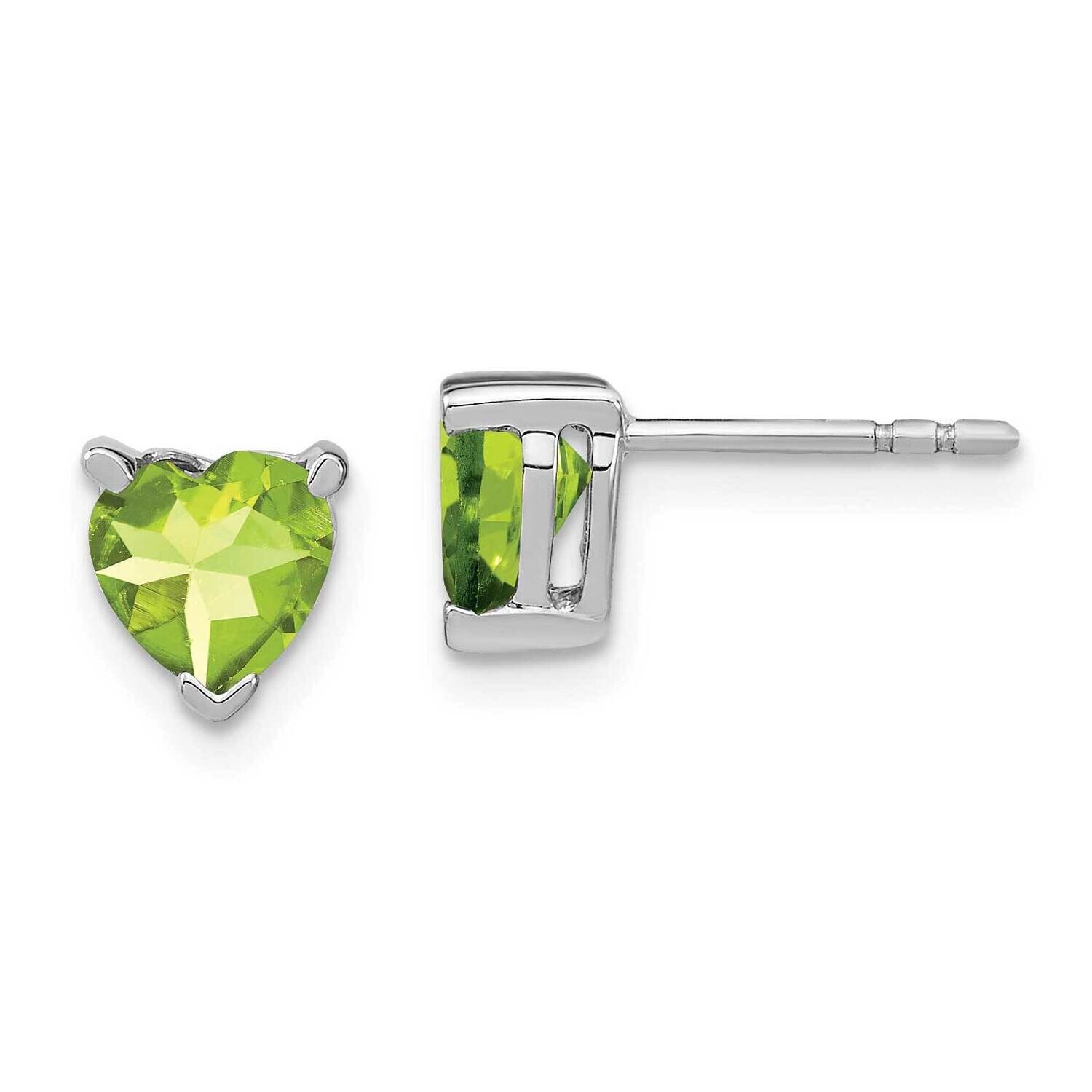Heart Peridot Earrings 14k White Gold EM7101-PE-W, MPN: EM7101-PE-W, 191101841286