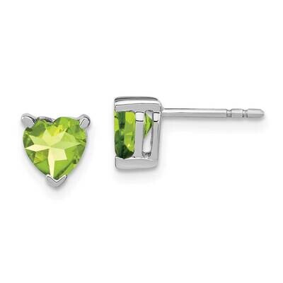 Heart Peridot Earrings 14k White Gold EM7101-PE-W, MPN: EM7101-PE-W, 191101841286