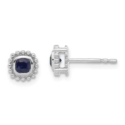 Cushion Sapphire Earrings 14k White Gold EM7201-SA-W, MPN: EM7201-SA-W, 191101842504