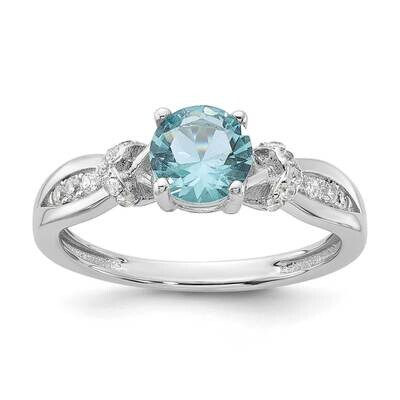 Cheryl M Brilliant-Cut Blue Glass White CZ Ring Sterling Silver Rhodium-Plated QCM1663, MPN: QCM166…