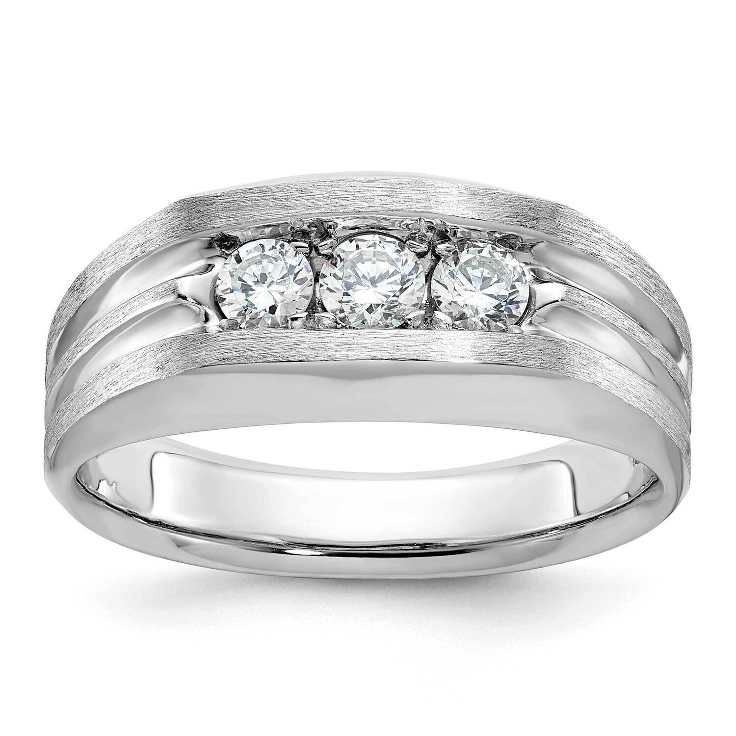 Ibgoodman Men&#39;s Polished Satin Grooved 3-Stone Ring Mounting 14k White Gold B63167-4W by IBGoodman,…
