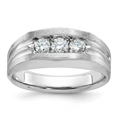 Ibgoodman Men&#39;s Polished Satin Grooved 3-Stone Ring Mounting 14k White Gold B63167-4W by IBGoodman,…
