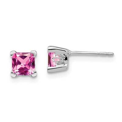 Square Created Pink Sapphire Earrings 14k White Gold EM7102-CPS-W, MPN: EM7102-CPS-W, 191101841323