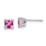 Square Created Pink Sapphire Earrings 14k White Gold EM7102-CPS-W, MPN: EM7102-CPS-W, 191101841323