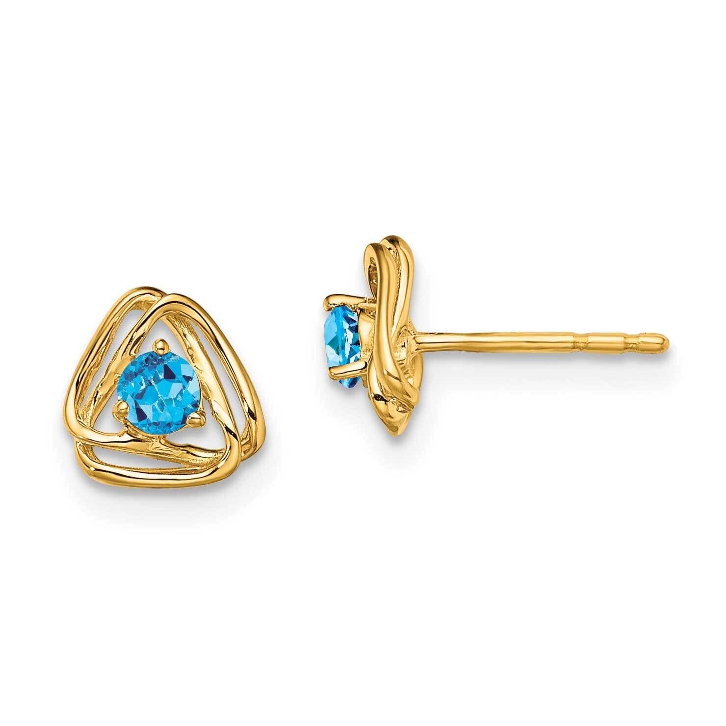 Blue Topaz Post Earrings 14k Gold EM7395-BT-Y, MPN: EM7395-BT-Y, 191101401725
