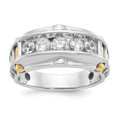 Ibgoodman Men&#39;s Polished Textured 5-Stone Ring Mounting 14k Two-Tone Gold B64111-4WY by IBGoodman, …