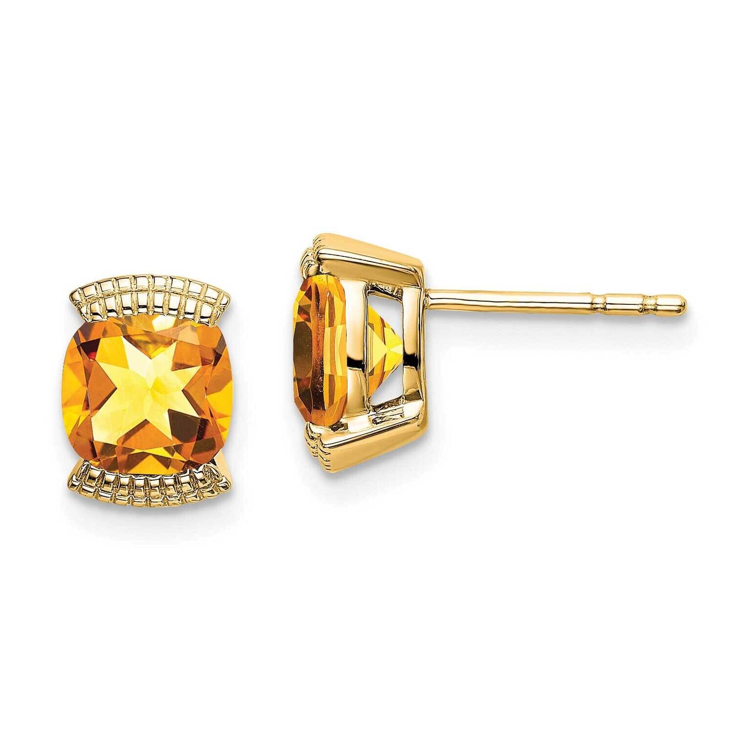Citrine Post Earrings 14k Gold EM7080-CI-Y, MPN: EM7080-CI-Y, 191101839535