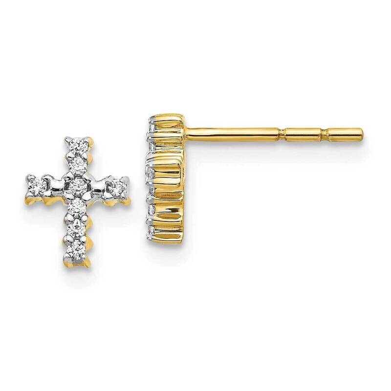 Polished Diamond Cross Post Earrings 10k Gold EM5533-010-1YA, MPN: EM5533-010-1YA,