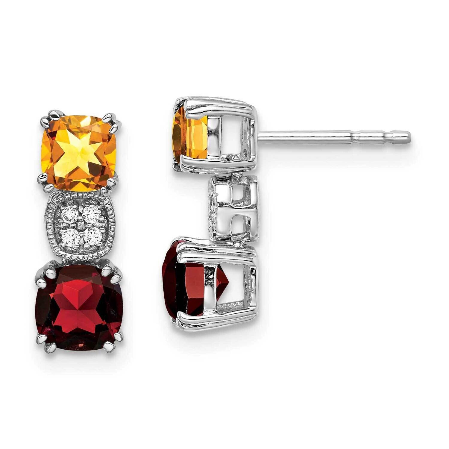 Citrine/Garnet/Diamond Earrings 14k White Gold EM7130-CI_GA-003-WA, MPN: EM7130-CI_GA-003-WA, 19110…