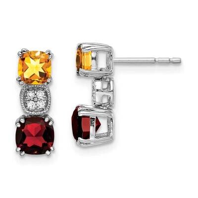 Citrine/Garnet/Diamond Earrings 14k White Gold EM7130-CI_GA-003-WA, MPN: EM7130-CI_GA-003-WA, 19110…