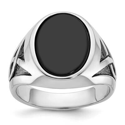 Black Rhodium Ibgoodman Men&#39;s Onyx Complete Ring 14k White Gold B84493-4WOX by IBGoodman, MPN: B844…