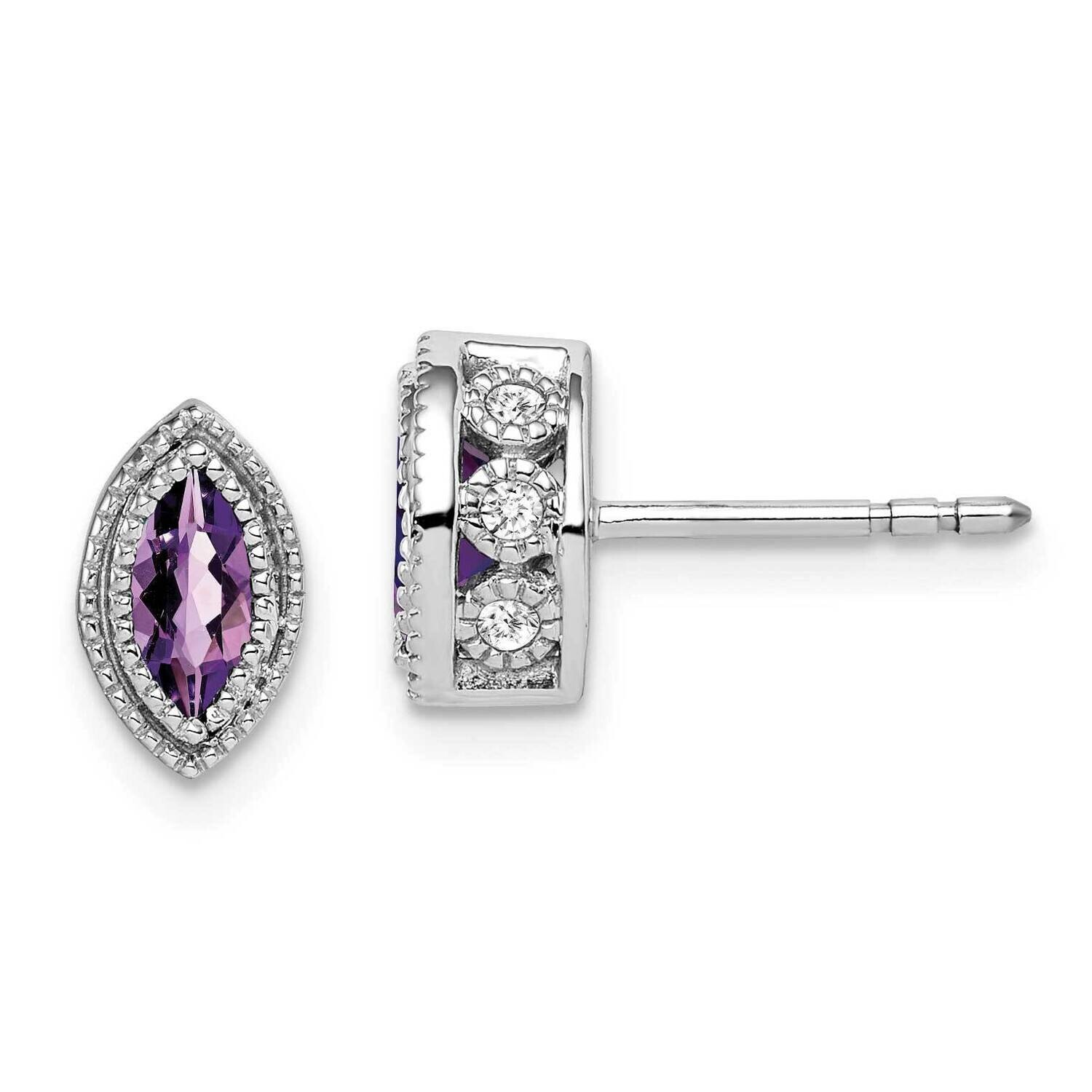 Marquise Amethyst Diamond Earrings 14k White Gold EM7095-AM-014-WA, MPN: EM7095-AM-014-WA, 19110184…