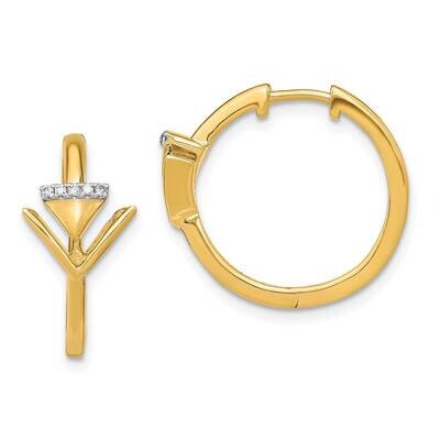 Satin/Polished Diamond Triangle Hinged Hoop Earrings 14k Gold EM6866-005-YA, MPN: EM6866-005-YA, 88…