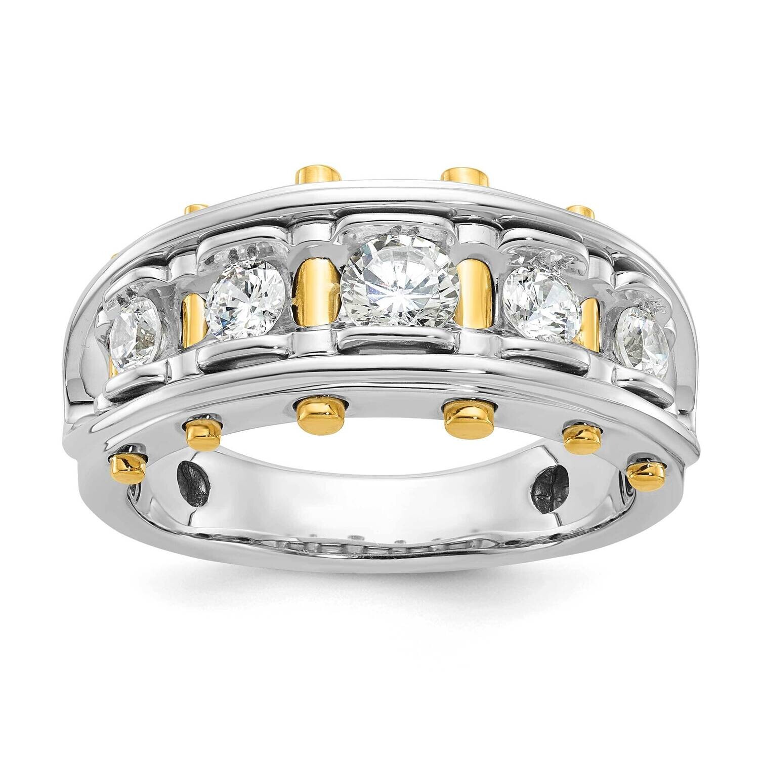 Ibgoodman Men&#39;s Polished Cut-Out 5-Stone Ring Mounting 14k Two-Tone Gold B64098-4WY by IBGoodman, M…