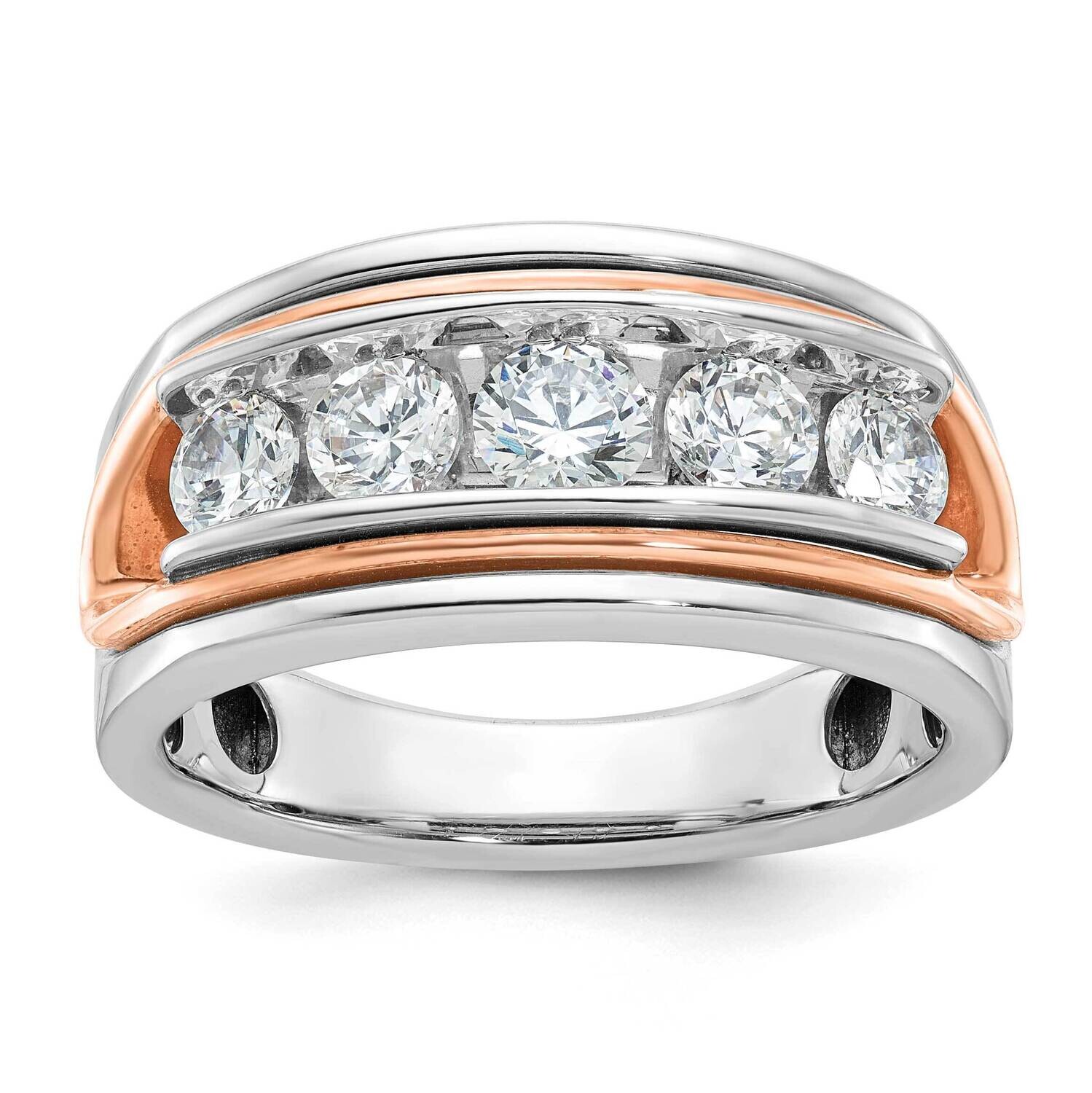 Ibgoodman Rose Gold Men&#39;s Polished Cut-Out 5-Stone Ring Mounting 14k White Gold B64120-4WR by IBGoo…