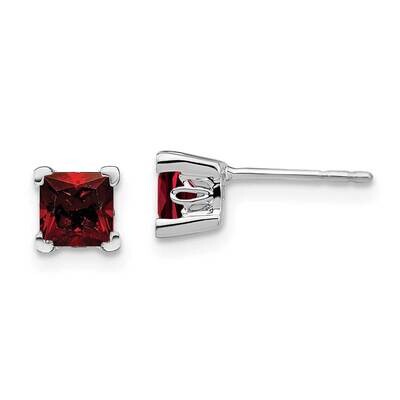 Square Garnet Earrings 14k White Gold EM7102-GA-W, MPN: EM7102-GA-W, 191101841330