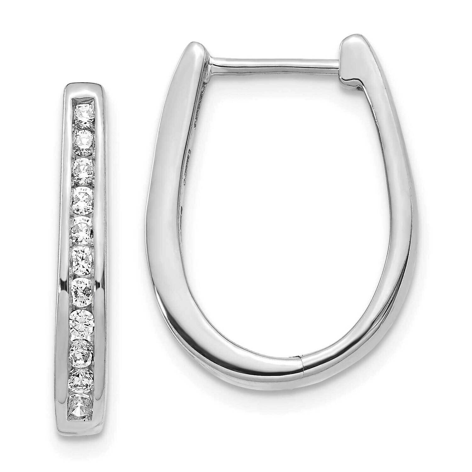 Diamond Oval Hinged Hoop Earrings 14k White Gold EM5369-050-WA, MPN: EM5369-050-WA,