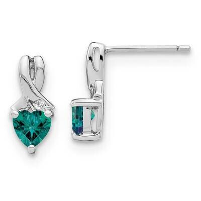 Created Alexandrite/Diamond Earrings Sterling Silver Rhodium-Plated EM7401-CA-002-SSA, MPN: EM7401-…