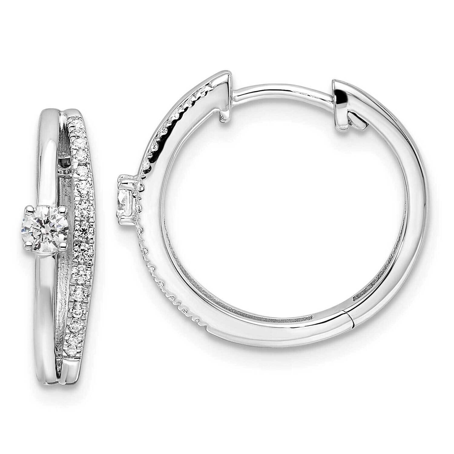 Diamond Hinged Hoop Earrings 14k White Gold EM9656-038-WAA