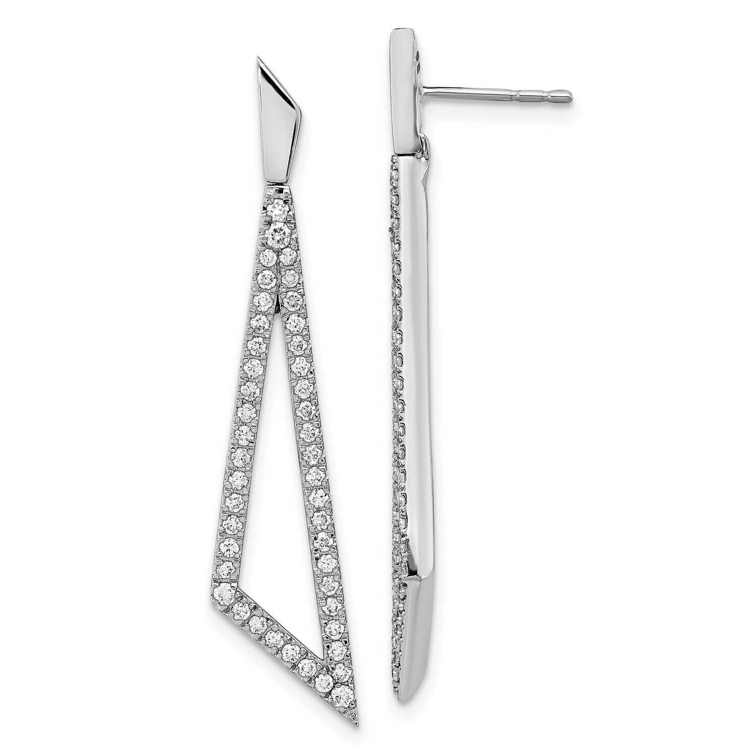 Diamond Triangle Post Earrings 14k White Gold EM6855-075-WA, MPN: EM6855-075-WA, 883957967851
