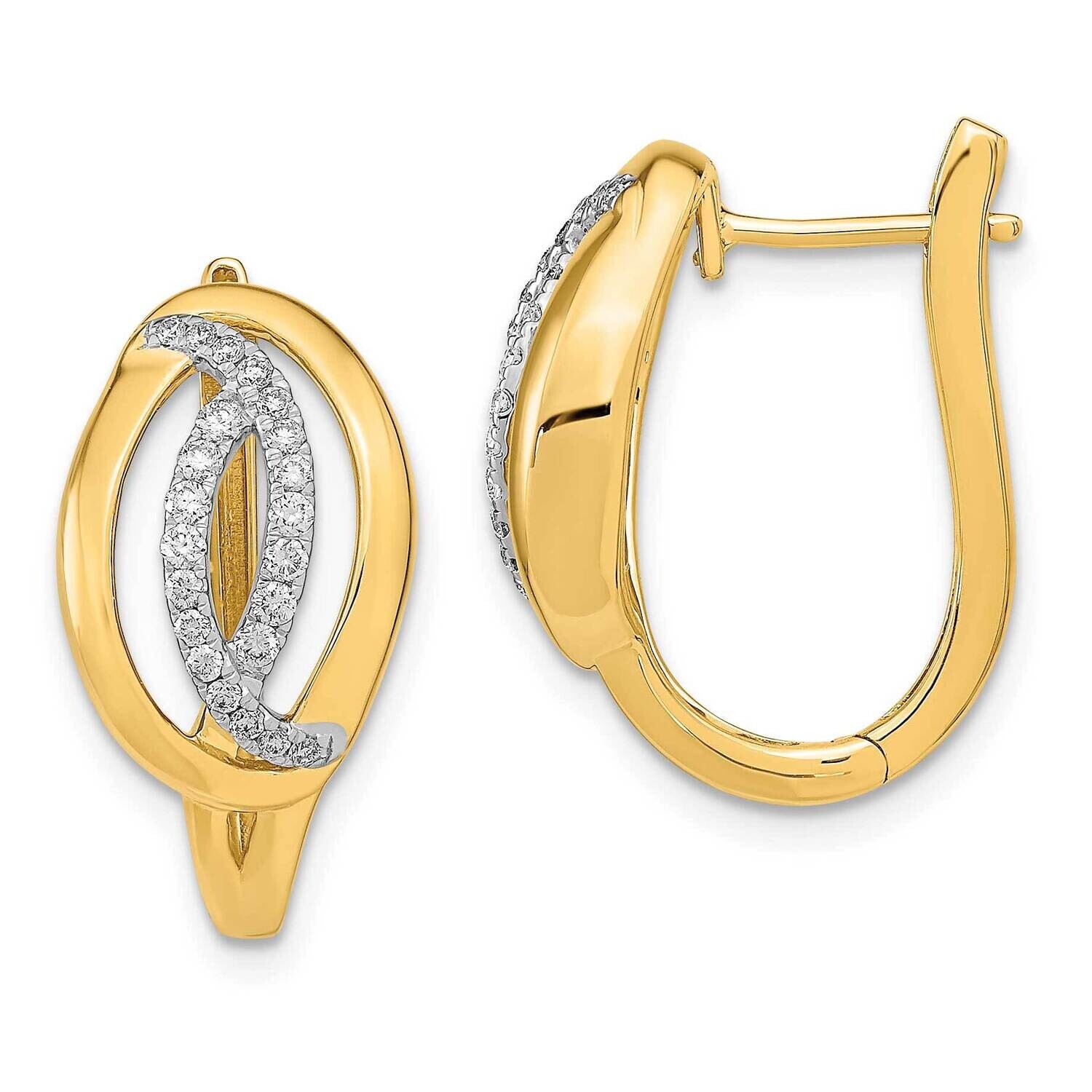 Diamond Oval Hinged Hoop Earrings 14k Polished Gold EM6891-032-YA, MPN: EM6891-032-YA, 883957968384