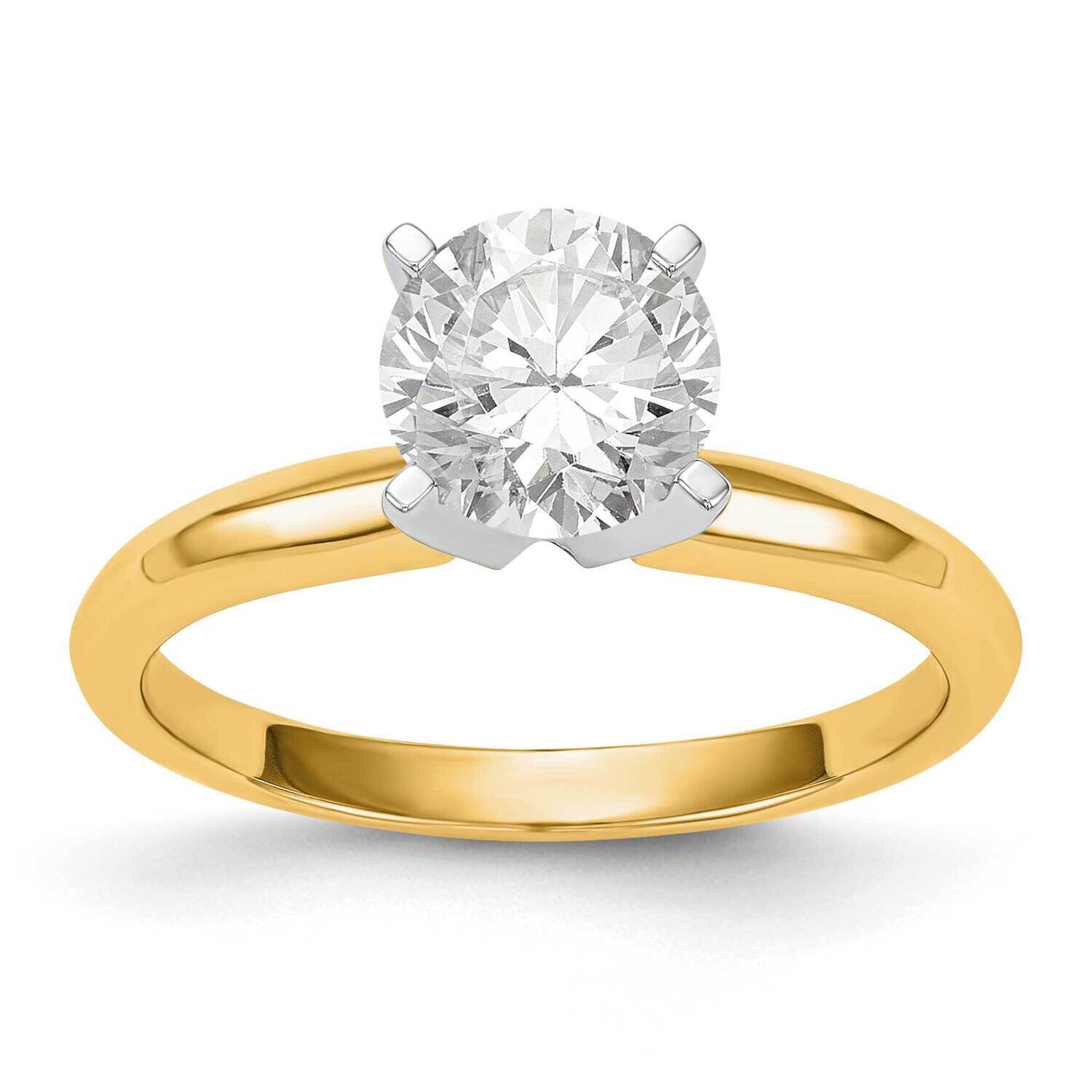 1.5 Carat Lightweight Knife Edge/Half-Round 4-Prong Round Solitaire Ring Mounting 14k Two-Tone Gold KS30