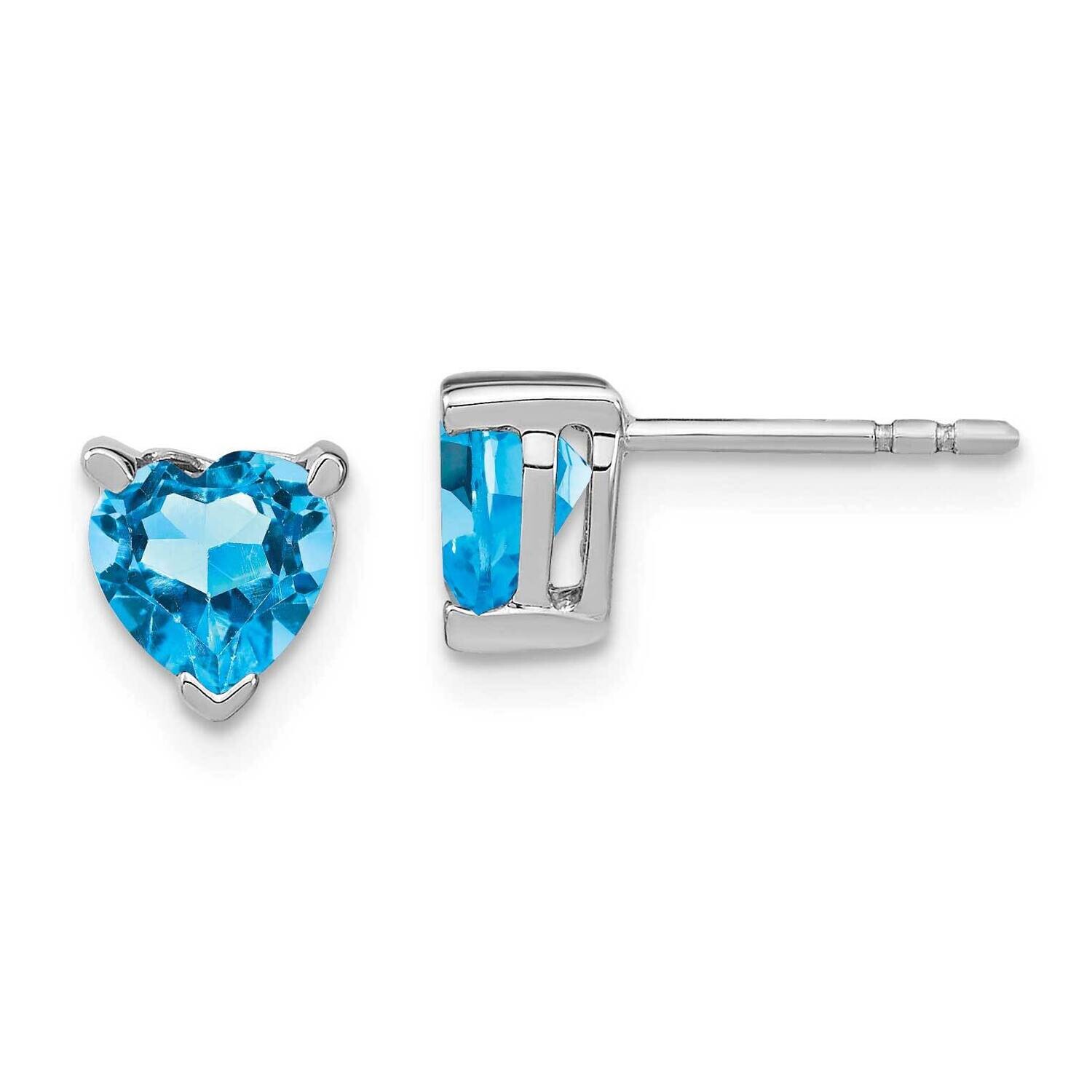 Heart Blue Topaz Earrings 14k White Gold EM7101-BT-W, MPN: EM7101-BT-W, 191101841248