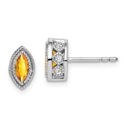 Marquise Citrine Diamond Earrings 14k White Gold EM7095-CI-014-WA, MPN: EM7095-CI-014-WA, 191101840…