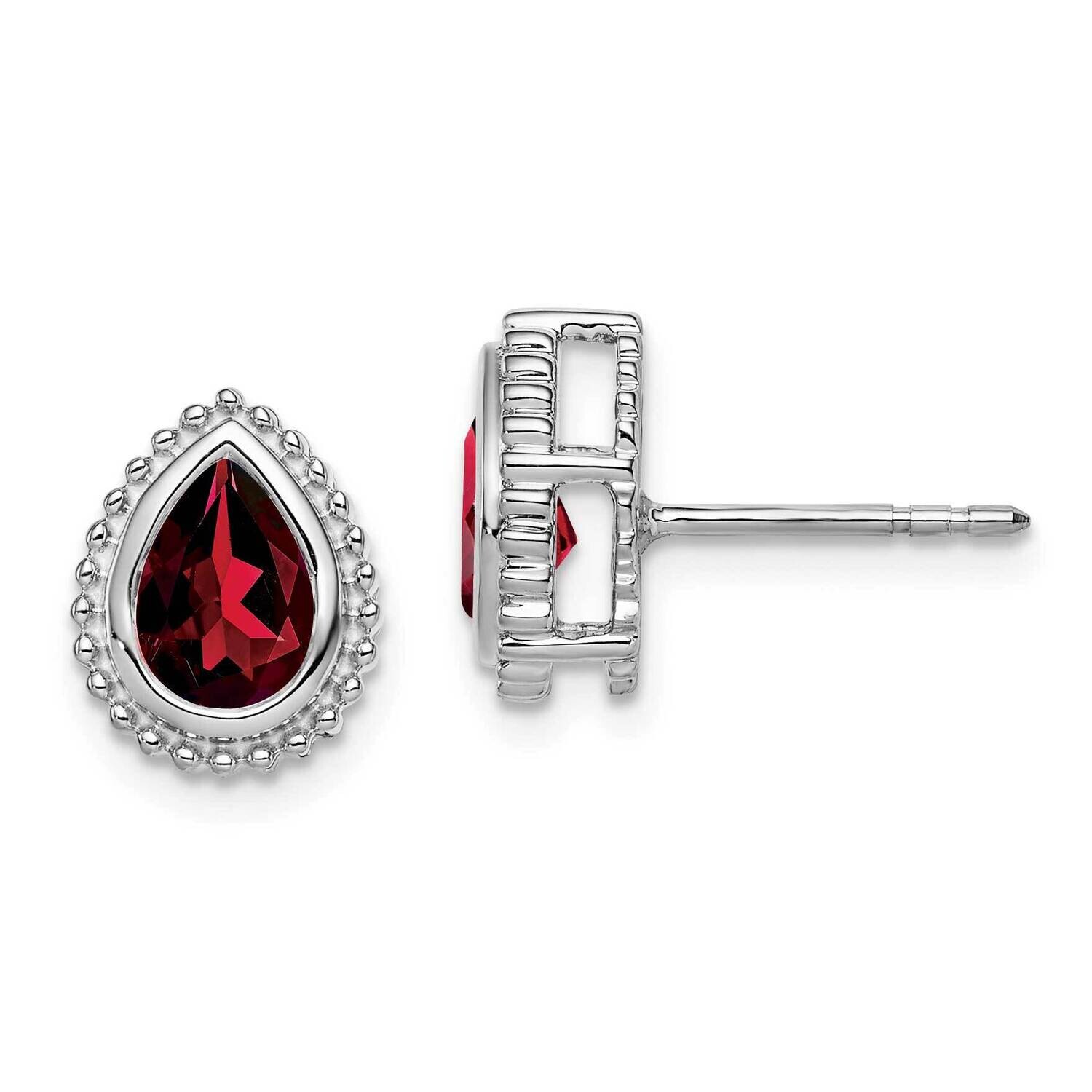 Pear Garnet Post Earrings 14k White Gold EM7203-GA-W, MPN: EM7203-GA-W, 191101842764