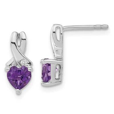 Amethyst Diamond Earrings Sterling Silver Rhodium-Plated EM7401-AM-002-SSA, MPN: EM7401-AM-002-SSA,
