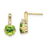 Cushion Peridot Diamond Earrings 10k Gold EM7083-PE-004-1YA, MPN: EM7083-PE-004-1YA, 191101834295