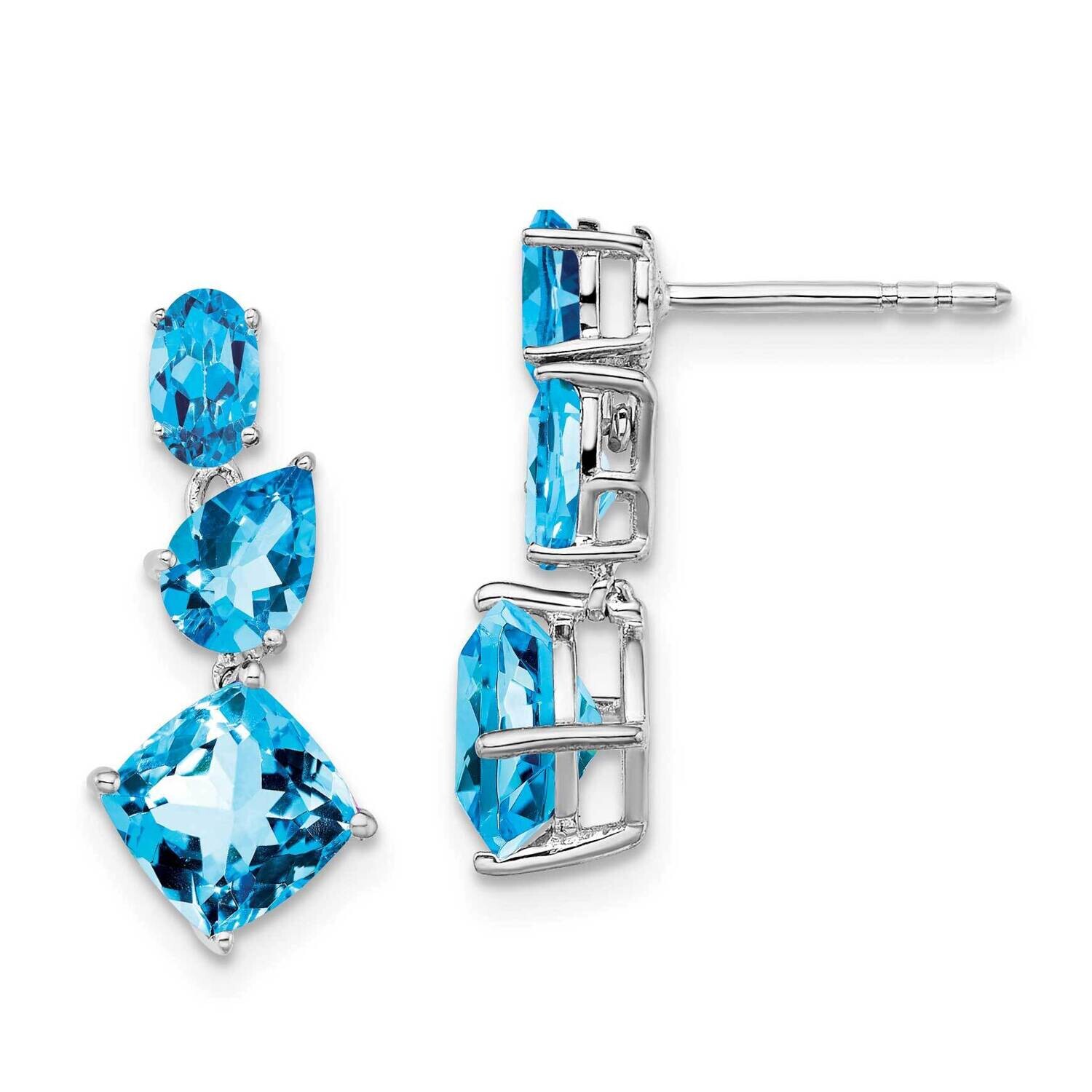Blue Topaz Dangle Earrings 14k White Gold EM7457-BT-W, MPN: EM7457-BT-W, 191101843891