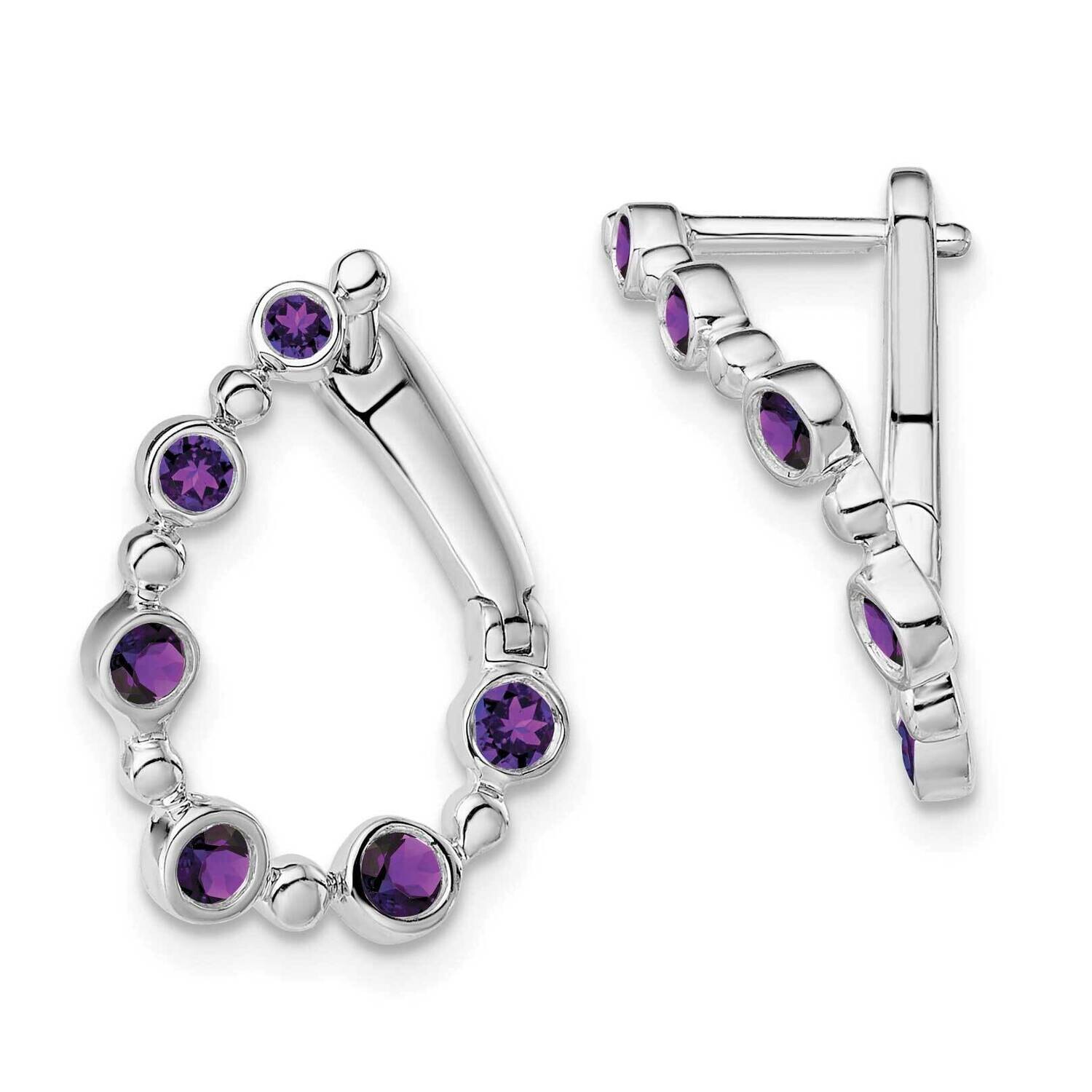 Amethyst Teardrop Hoop Earrings 14k White Gold EM7455-AM-W, MPN: EM7455-AM-W, 191101843778