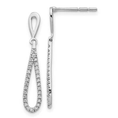 Polished Diamond Teardrop Dangle Post Earrings 10k White Gold EM5556-020-1WA, MPN: EM5556-020-1WA,