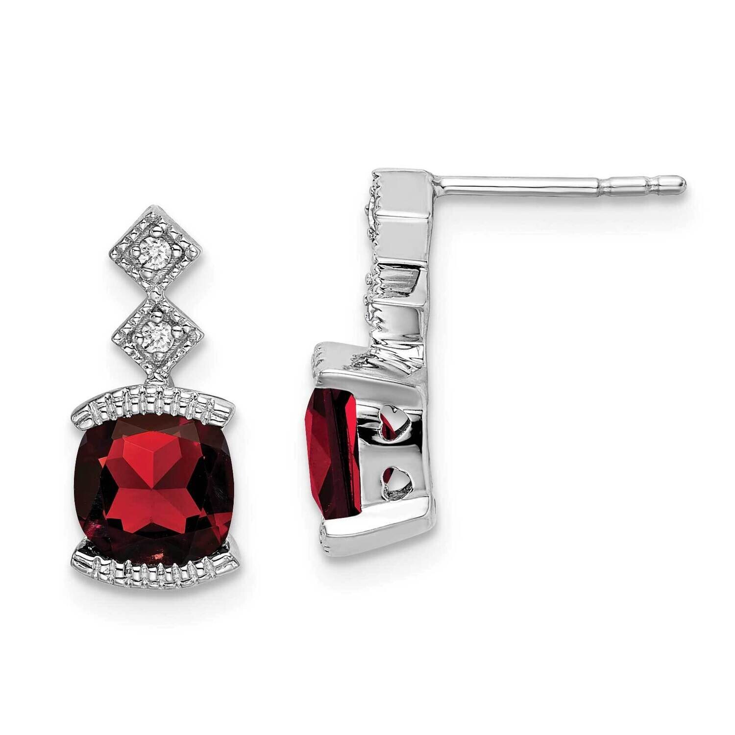Garnet Diamond Earrings 14k White Gold EM7081-GA-004-WA, MPN: EM7081-GA-004-WA, 191101839665