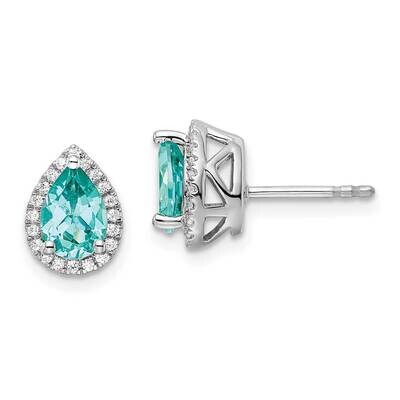 Pure Serenity Diamond Pear Created Paraiba Earrings 14k White Gold EM9528-CP-016-WAA, MPN: EM9528-C…
