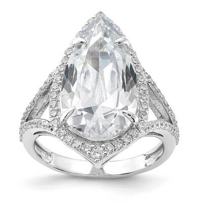 Cheryl M Brilliant-Cut CZ Fancy Teardrop Ring Sterling Silver Rhodium-Plated QCM1655, MPN: QCM1655,