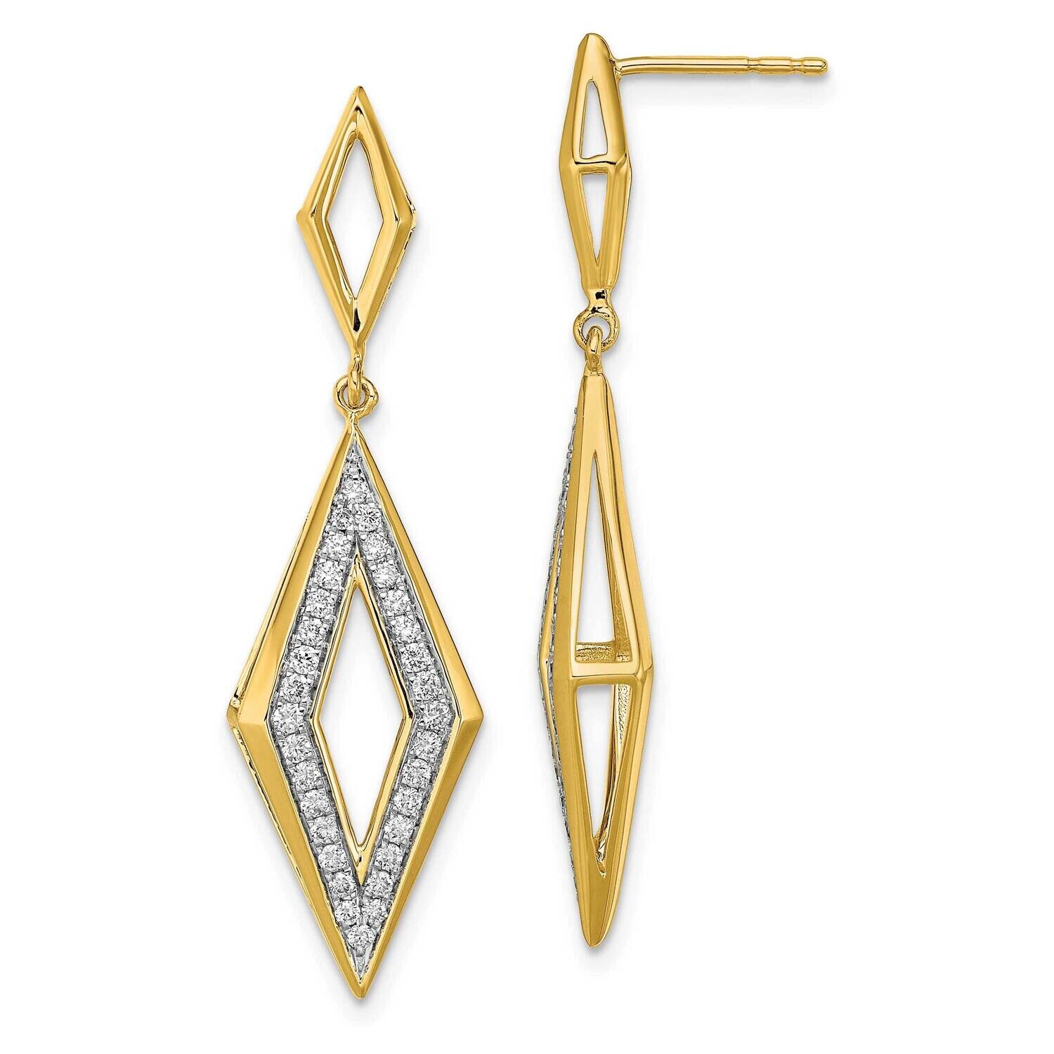 Diamond Dangle Post Earrings 14k Polished Gold EM6823-038-YA, MPN: EM6823-038-YA, 191101905100