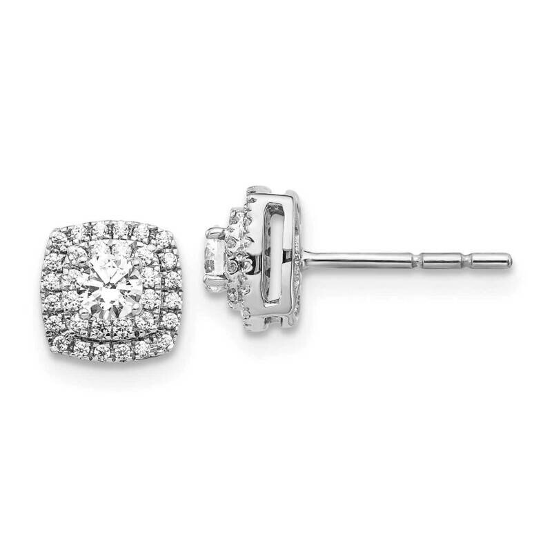 Diamond Halo Post Earrings 10k White Gold EM5474-050-1WA, MPN: EM5474-050-1WA,